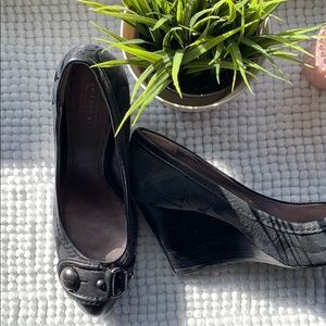 Coach Wedges in Black Canvas